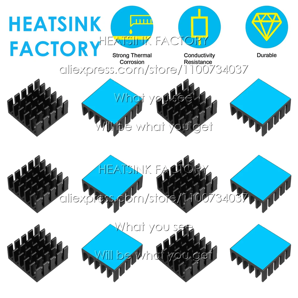 22x22x10mm Black Zigzag Aluminum Pin Fins Fans & Heatsink Cooling for LED Power IC Transistor Module PCB