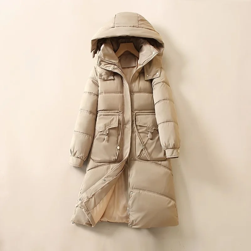 

2025 Women's Mid Length Bread Jacket Fashion New Hooded Winter Thick Warm And Slimming Outerwear Cotton Coat Parkas w909