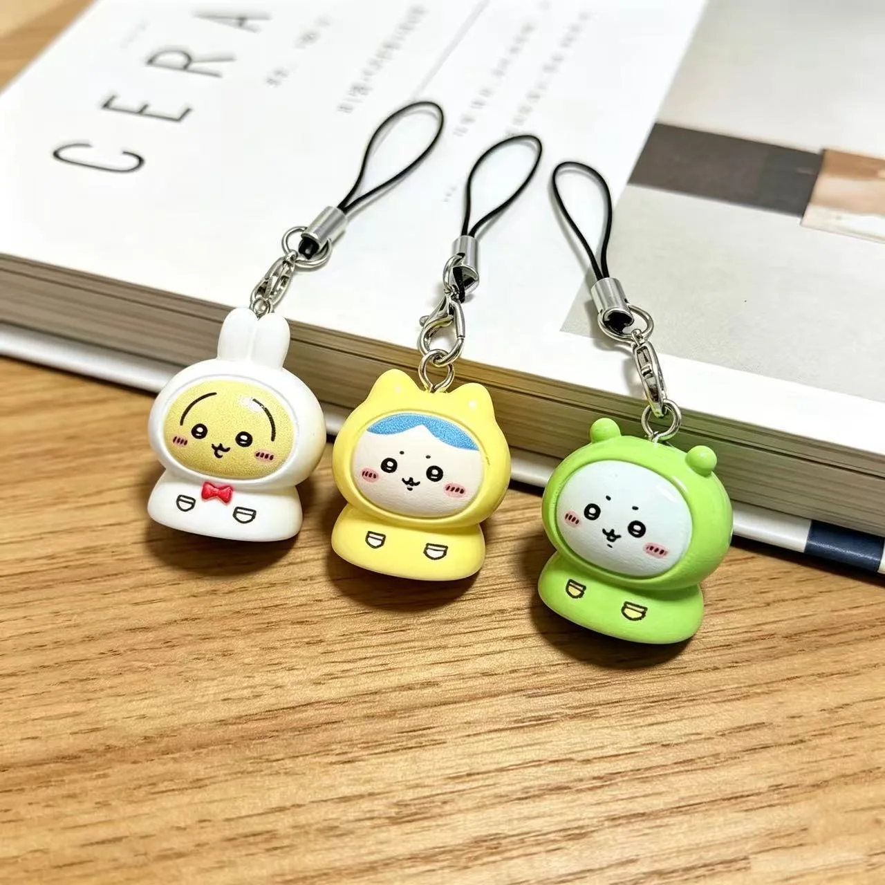 Kawaii Tiny Resin Pendant Cute Baby Outfit Usagi Hachiware Phone Lanyard Mini Keychain Small Bag Charm for Girls Student Gift