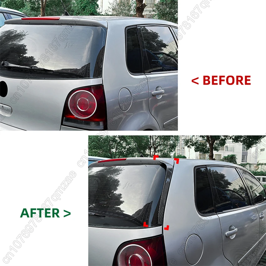 Car Rear Window Side Spoiler Wing Trim For Volkswagen VW Polo 9N 2001-2009 Gloss Black Tail Windshield Cover Lip Tuning view 2