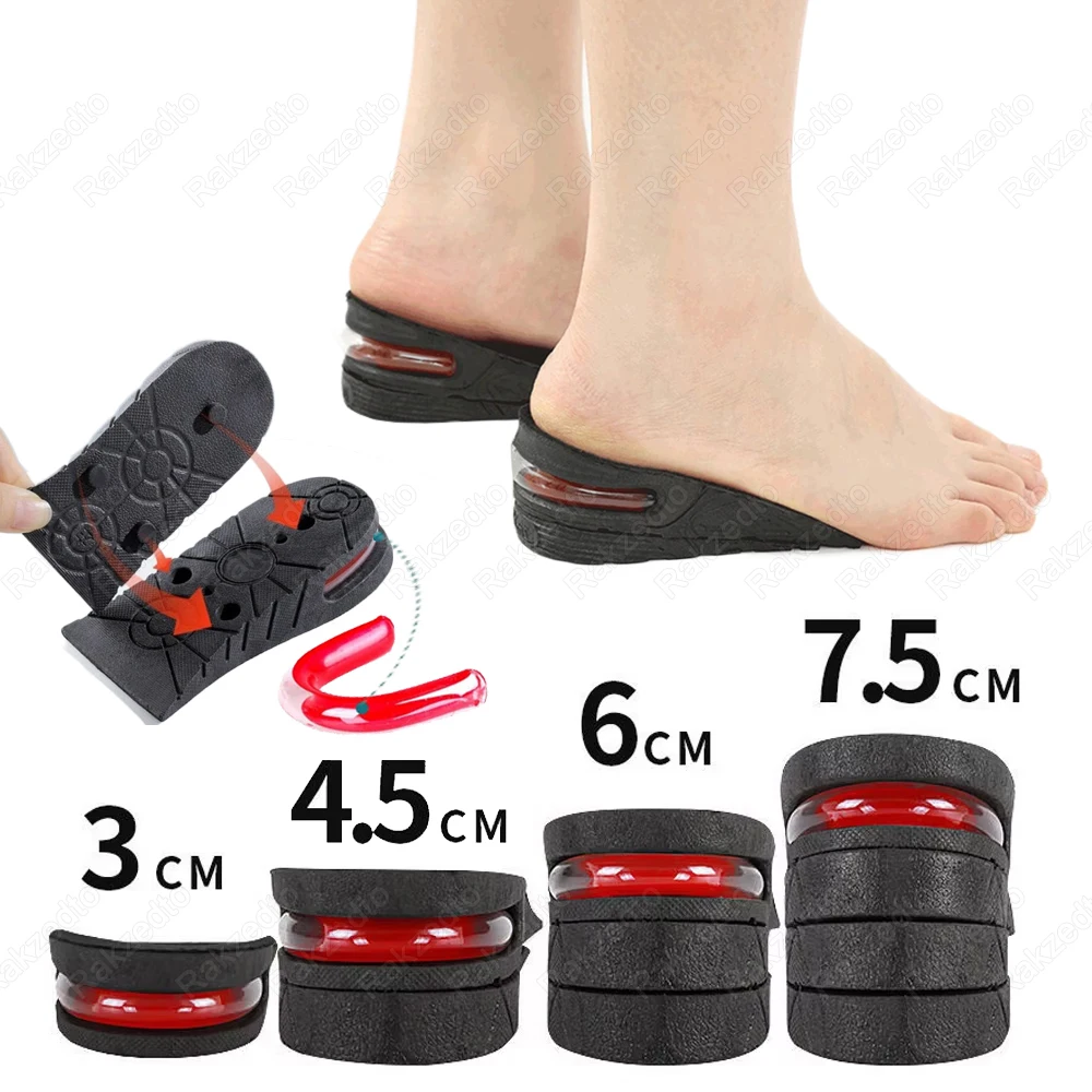 Height Increase Insoles for Men Women Heel Shoe Lift Insert Air Cushion Heightening Insoles Adjustable Shock Absorbing Foot Pad