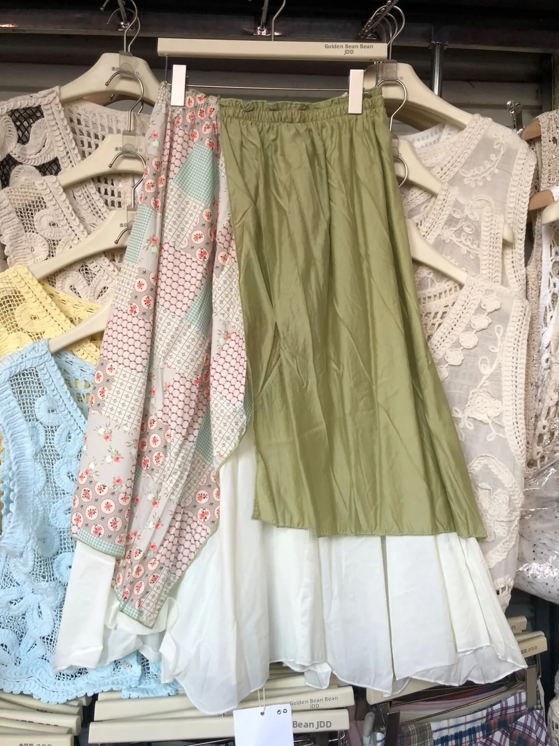 

Женская летняя асимметричная юбка миди с цветочным принтом, художественная юбка А-силуэта из смесового хлопка с завышенной талией