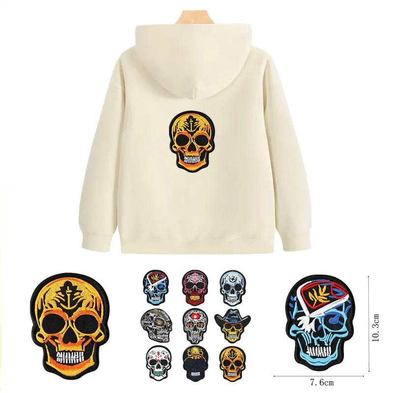 

Skull Patch Retro Cowboy Cowgirls Embroidered Patches Sew/Iron on Patch for DIY Clothing Hat Coats Jeans T-shirt Shoes Bag Socks