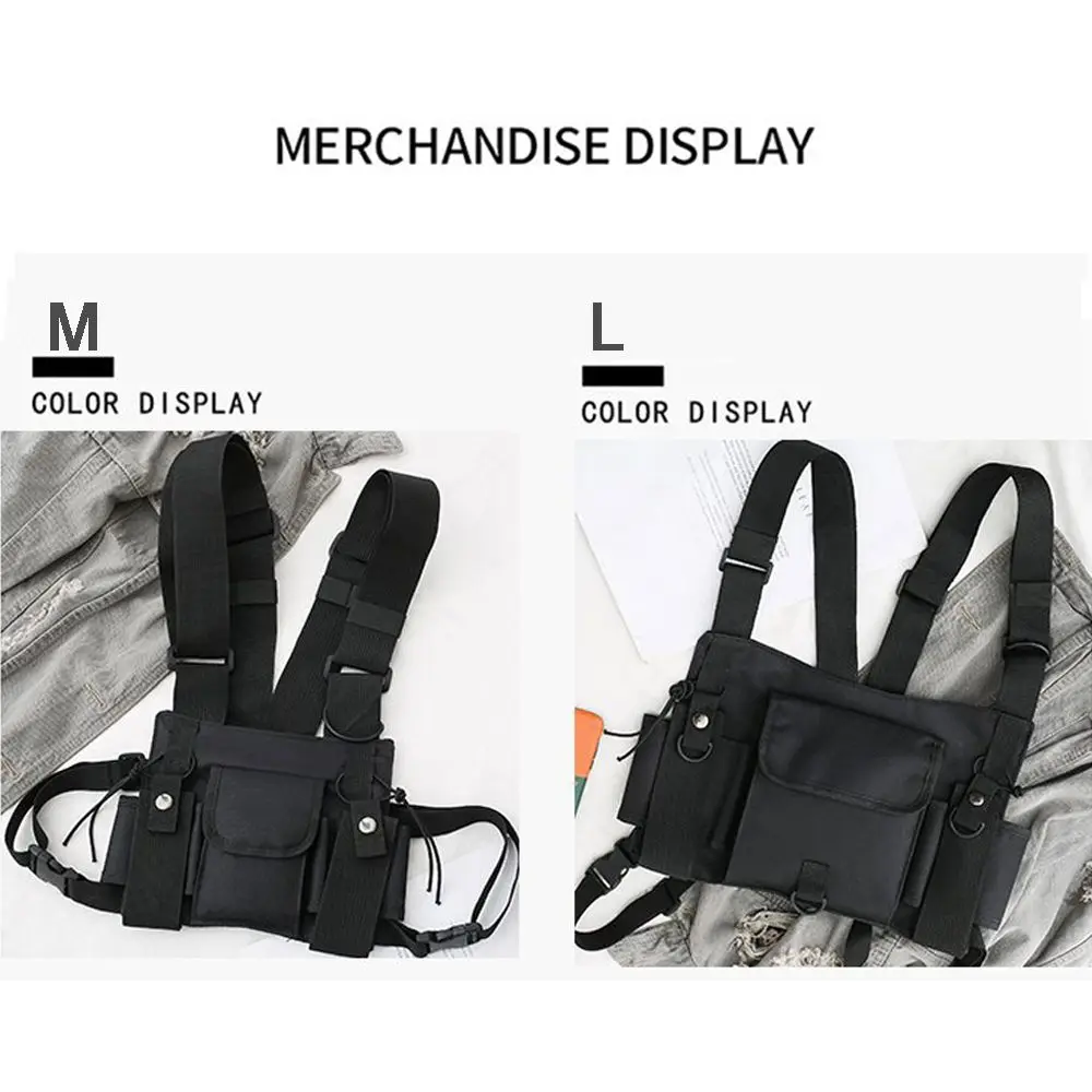 Functional Chest Bag Fashion Hip Hop Vest Streetwear Bag Waist Pack Women Black Chest Rig Bag