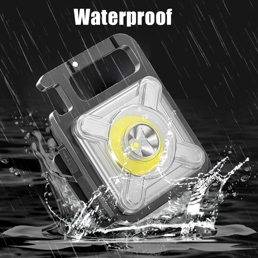 Mini LED Flashlight Keychain 5 Color Light Source Pocket Light Multifunctional USB Rechargeable COB Work Lamp Keychain LED Light