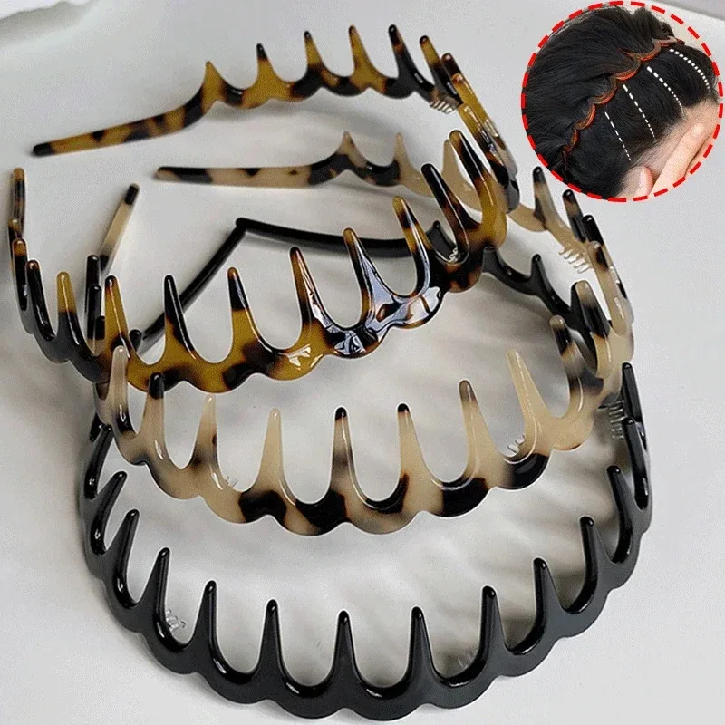 

Fashion Wave Headbands For Women Solid Color Toothed Non-Slip Hair Bands Girl Face Wash Sports Hairbands Hair Accessories
