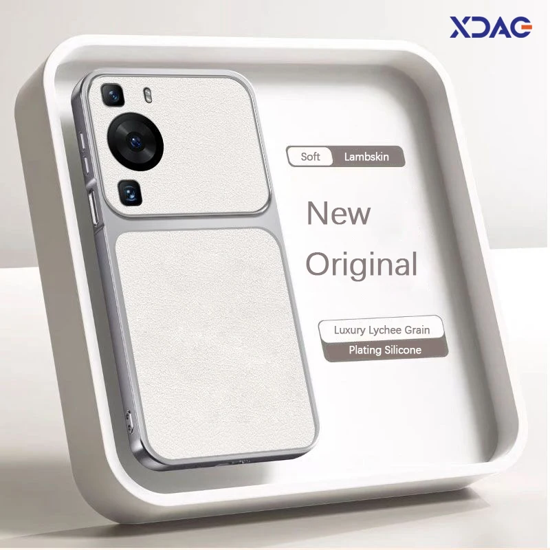High Quality Faux Lambskin Soft Phone Case for Huawei P60 Pro P60Pro Luxury Lychee Grain Leather Silicone Shock Proof Back Cover