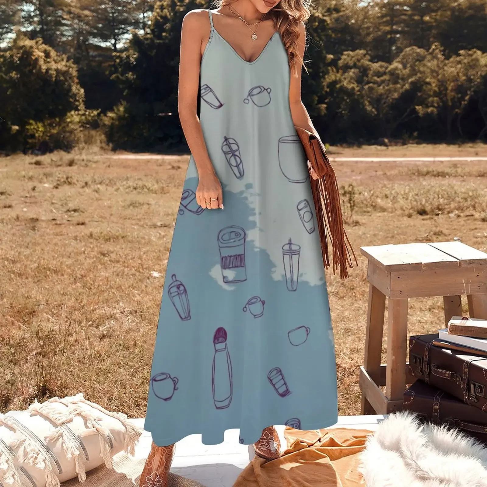 Coffee Hour Sleeveless Dress Women's long dress evening dresses women