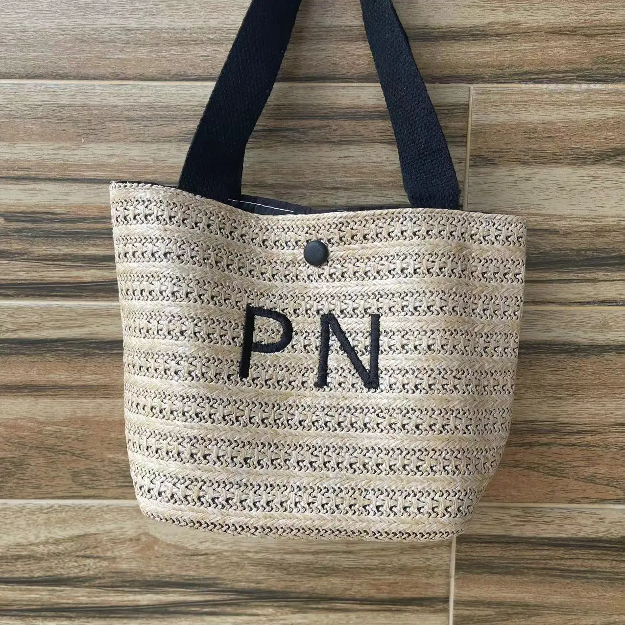 Personalized Name Woven Bag Retro Casual Palm Grass Woven Bag, Embroidered Summer Beach Vacation Bag Women's Handmade Gift Bag