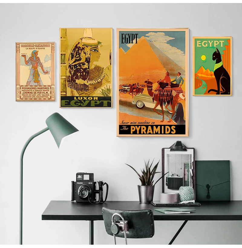 Retro Travel to Africa Egypt Canvas Painting Vintage Wall Pictures Kraft Posters Coated Wall Stickers Home Decoration Gift