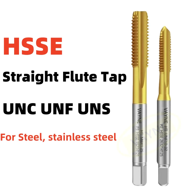 

1PCS HSSE American /Fine JIS Standard Straight Grooved Flute Tap UNC UNF UNS2-56 10-24 3/8 1/2 1/4 Right Hand taps For Steel