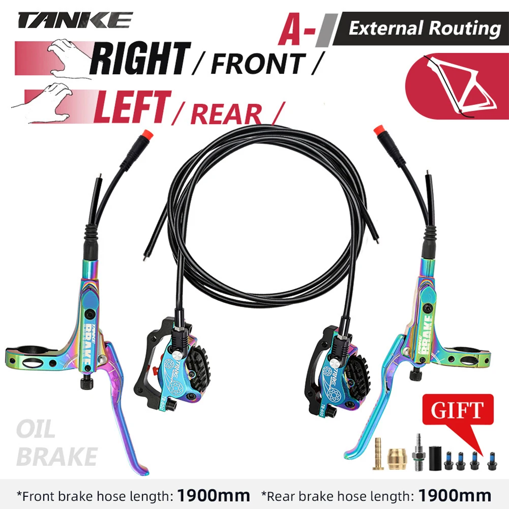 

2X Hydraulic Brake Electric Bicycle Electric Disc Brake Forging 1 Pair 4 Pushes Piston A Column Hydraulic Brake