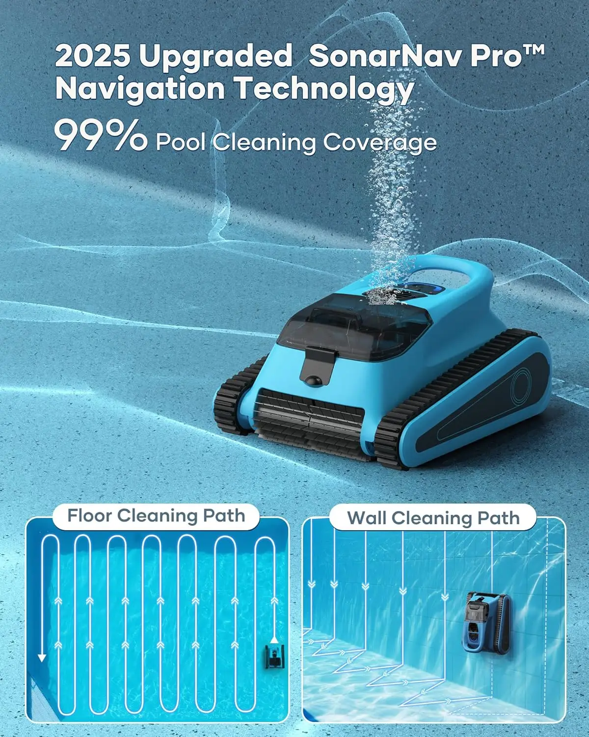(2025 New) Cordless Pool Vacuum Robot with App Control, Wall & Waterline Cleaning,150 Mins Runtime, Smart Navigation, Robotic Po
