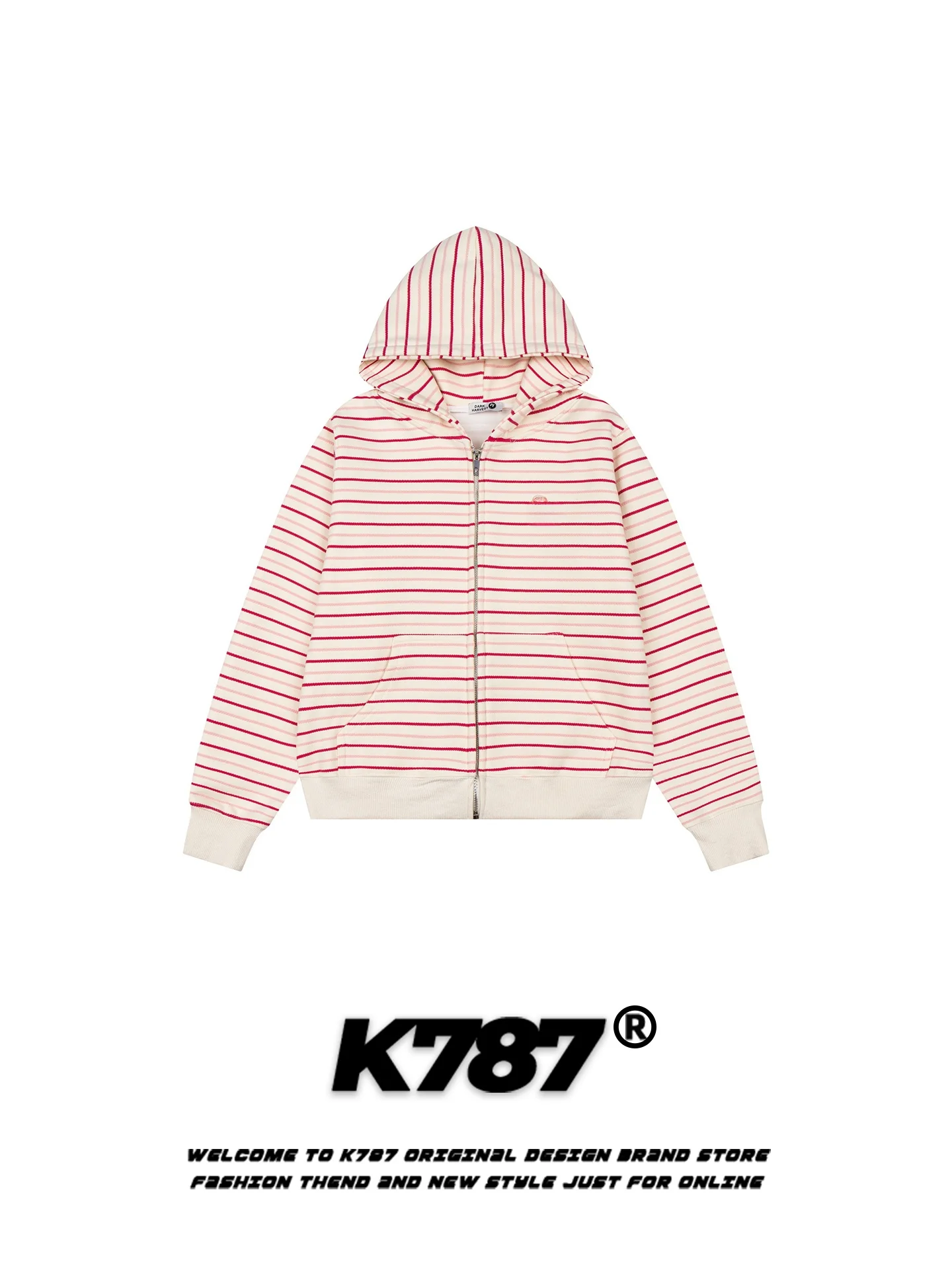 

Женская толстовка K787 в американском стиле, повседневная, с вышивкой, в полоску, с капюшоном на молнии, укороченная, с эффектом омоложения, ветрозащитная, с флисовой подкладкой