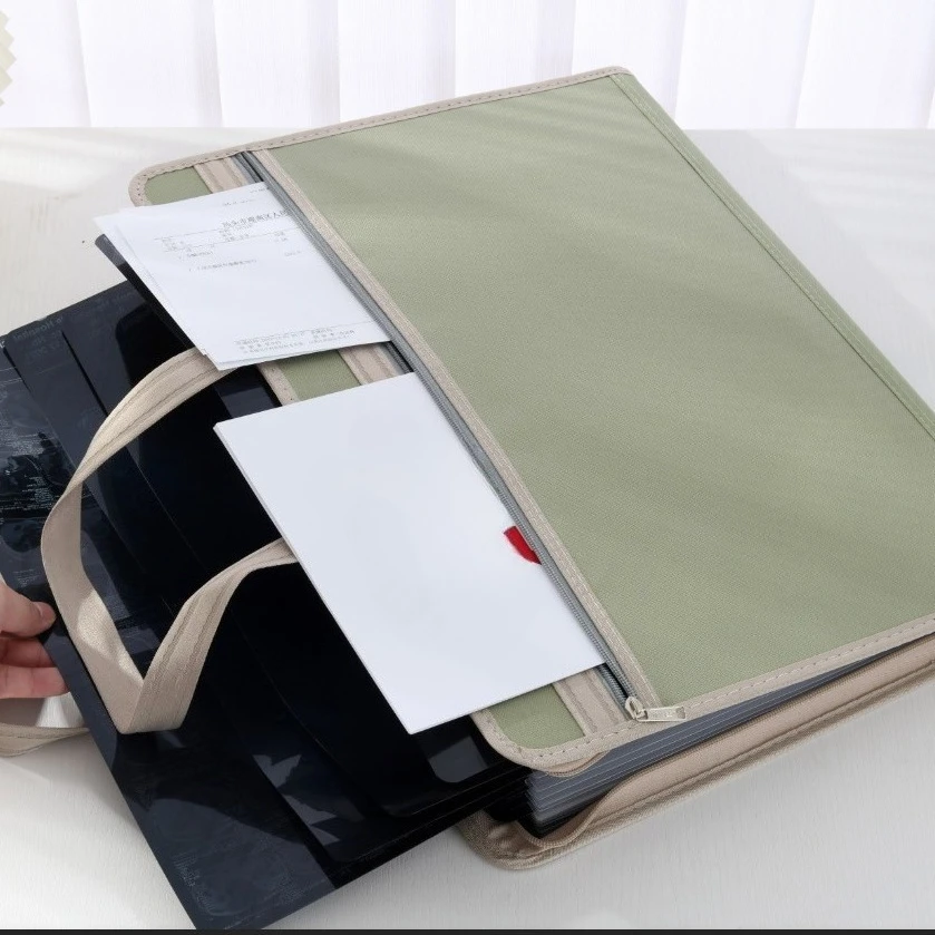 A3 Large Capacity Portable Organ Bag Multi-layer Test Paper Storage Bag Office Canvas Zipper Storage Bag