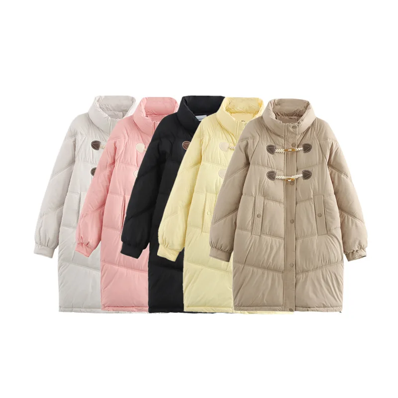 5 colori inverno nuovo lungo Parka con cappuccio da neve donna spesso caldo piumino allentato con tasca Plus Size capispalla lunga