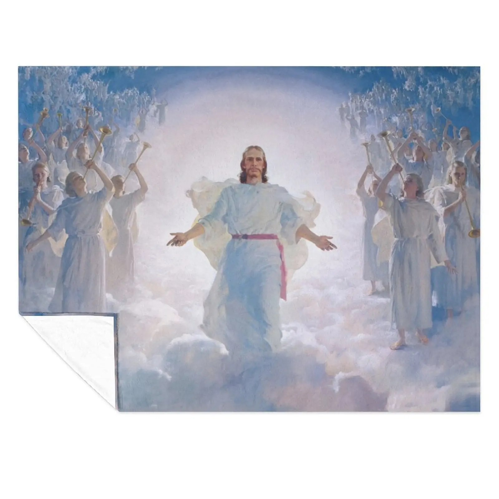 

Jesus Christ In Heaven With Angels Christian Catholic Throw Blanket Soft Big Thermals For Travel Blankets