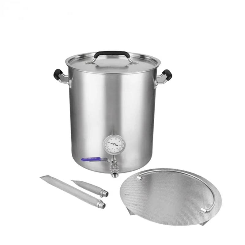 Stainless Steel include Lid Thermometer Ball Valve Spigot Pre Drilled Ply Bottom Home Brew Kettle Bucket Beer brewing pot