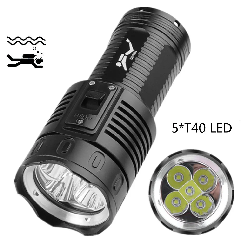 

Newest Powerful High Power 5*T40 LED Diving Flashlight 3000LM IPX8 Underwater 500M Deep Diving Professional Diving Lantern Torch