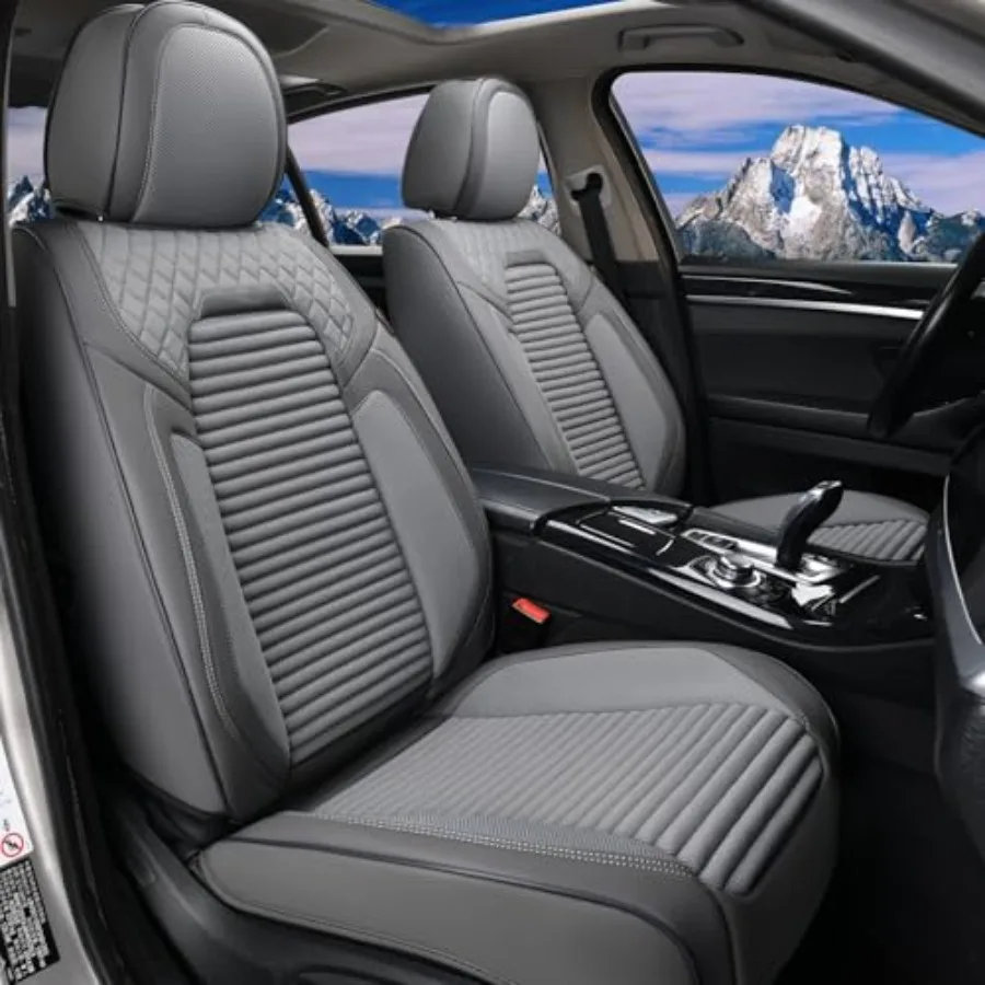 

Full Set Leather Seat Covers for Cars Automotive Seat Cover Accessories Universal Fit for Most Cars SUV Trucks Gray Suitable fo