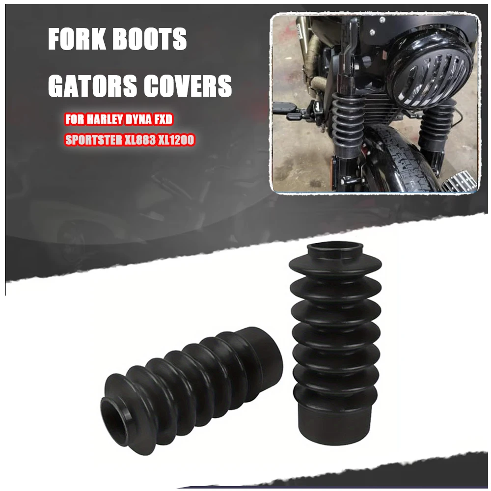 39mm For Harley Dyna FXD Sportster XL883 XL1200 Motorcycle Accessories Rubber Front Long Fork Boots Gators Covers Protection