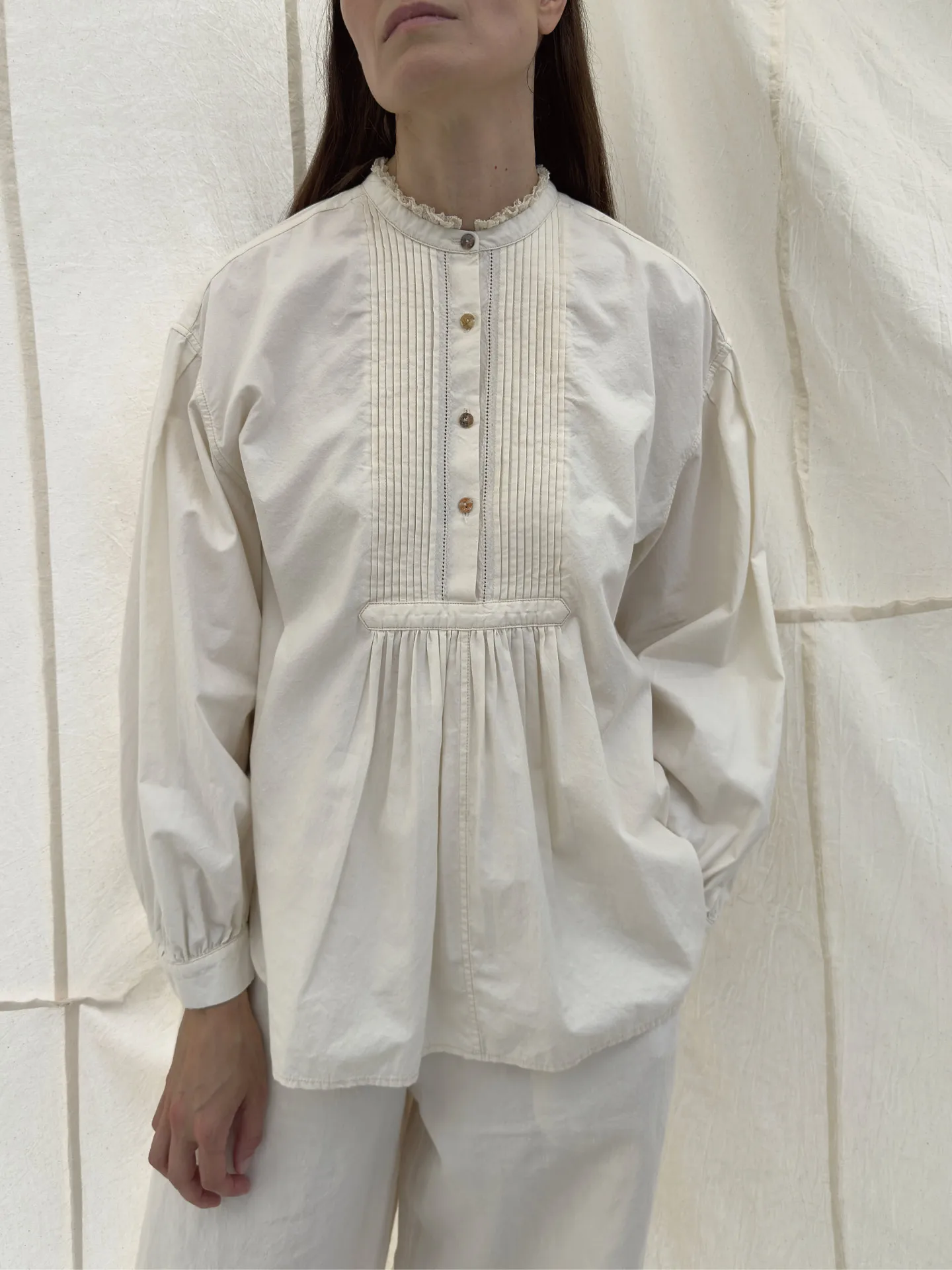 

Оригинальный дизайн, хлопок Pure Long Sve irt, женский, приятный для кожи, дышащий, с воротником-стойкой и пуговицами