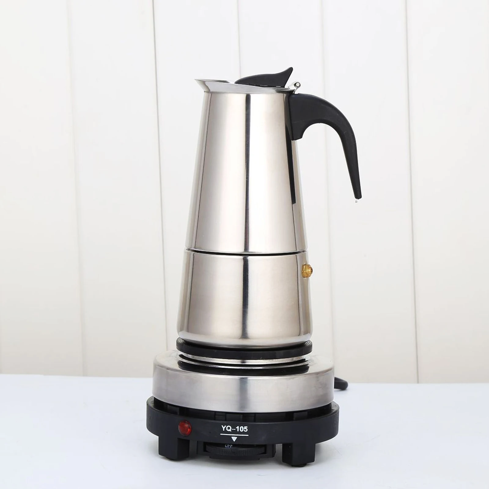 LOYALHEARTD Moka Pot Stainless Steel Coffee Pot Stovetop Espresso Maker Percolator Coffee Maker 200ml/4 Cup with Electric Stove