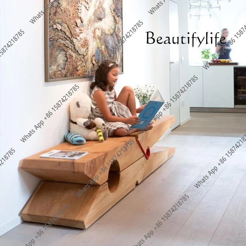 W Nordic Personalized Creative Solid Wood Bench Bed & Breakfast Log Clip Long Stool TV Cabinet Shoe Changing Stool