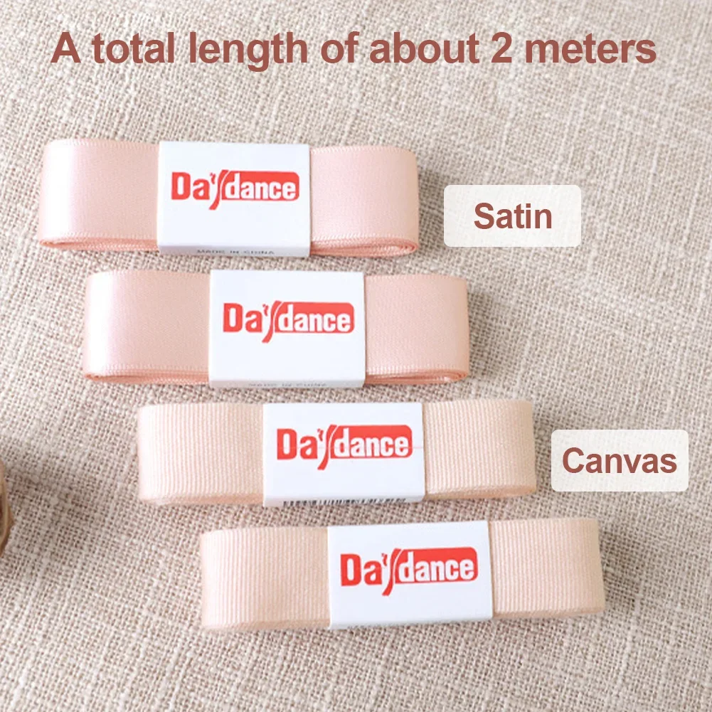 Woman Satin Canvas Ballet Pointe Shoes Bandage For Ballerina Dancing