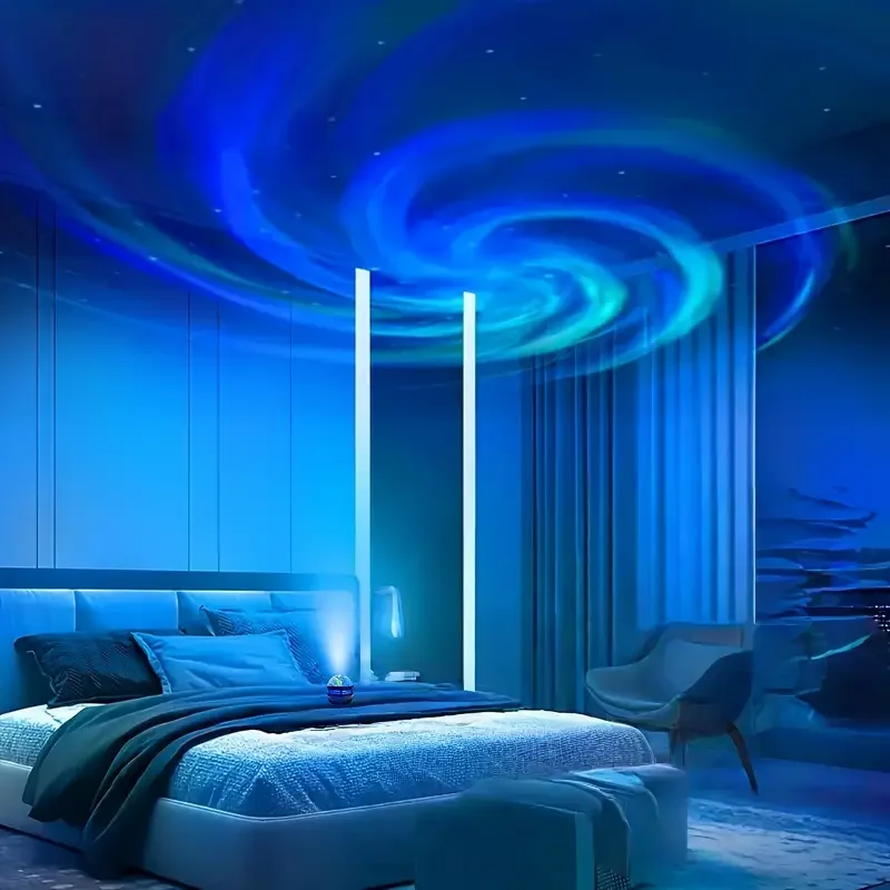 1pc LED RGB Rotating Northern Lights Projection Light Seven Color Projection Light Living Room Bedside Atmosphere Night Light