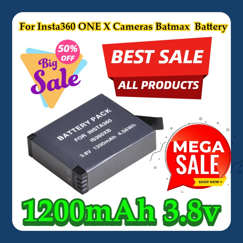 

For Insta360 ONE X Cameras Batmax 1200mAh Battery