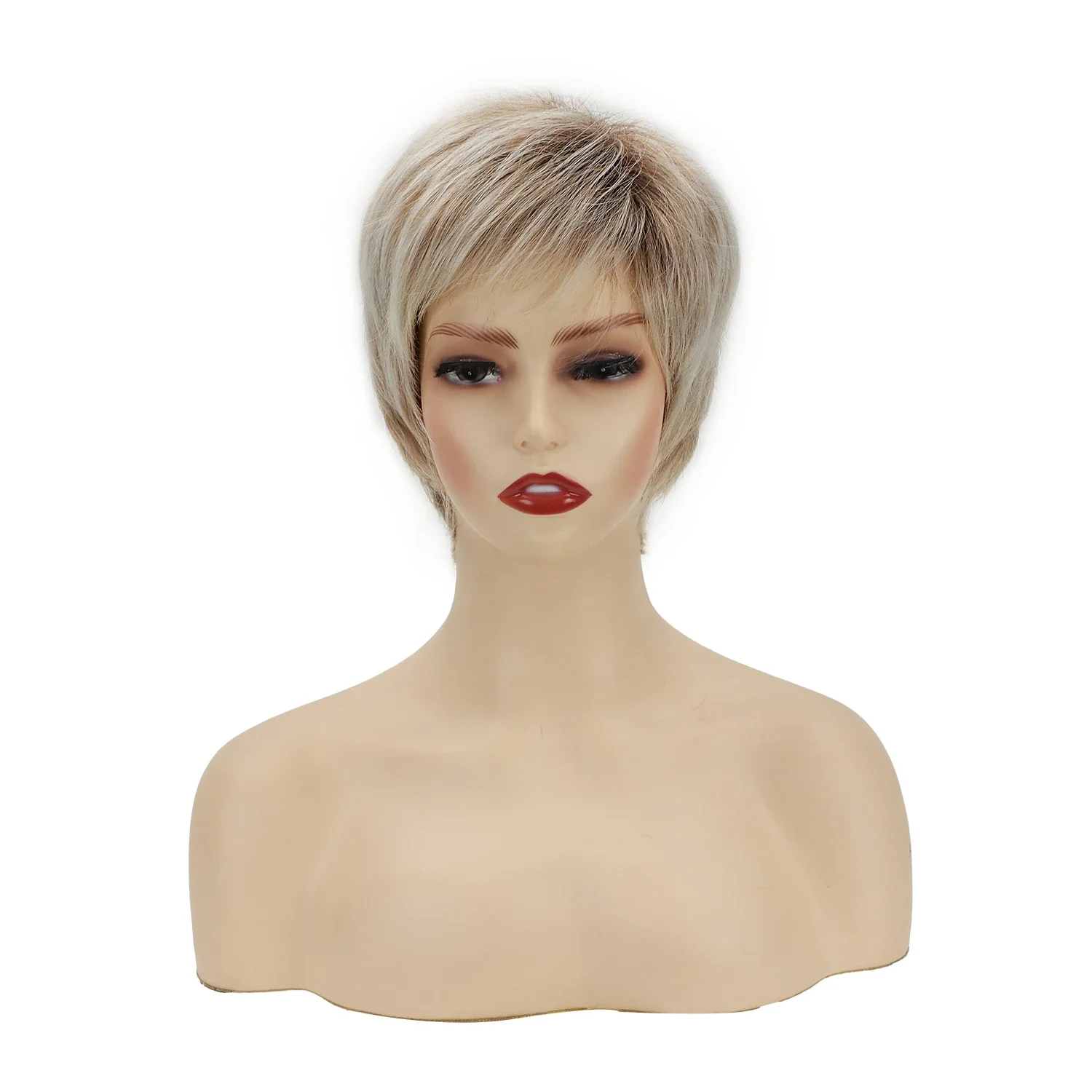 Cute Mommy Wigs Fashion Heat Resistant Synthetic Wigs Short Blonde Hair Wigs for Women Casual Daily Wear Wig Pixie Boy Cut