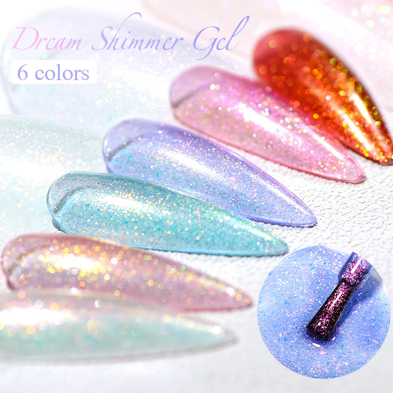 Mtssii Dream Color Glitter Nail Gel Polish 7ml Shimmer Pearlescent Gel Coat Function Glitter Soak Off Nail Art UV Gel Varnish