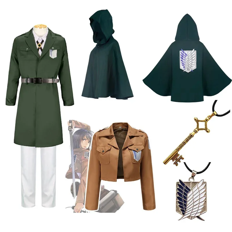 

Attack on Titan Eren Levi Cosplay Costume Unisex Shingeki No Kyojin Scouting Legion Soldier Jacket Coat Windbreaker Uniform