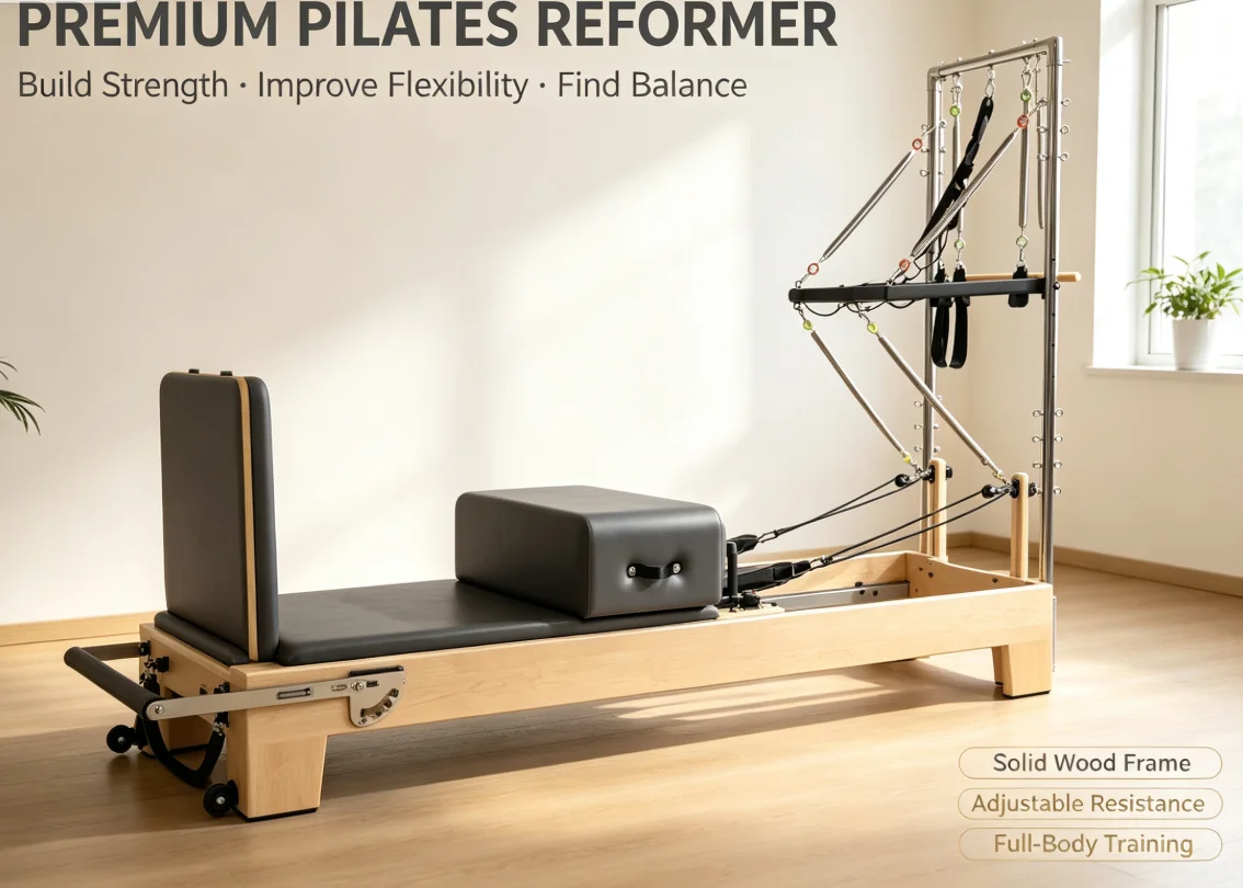 Pilates Reformer Machine pilates bed fitness equipment woodiness Yoga Studio Home Gym shaping Pilates Half Elevated Maple wood
