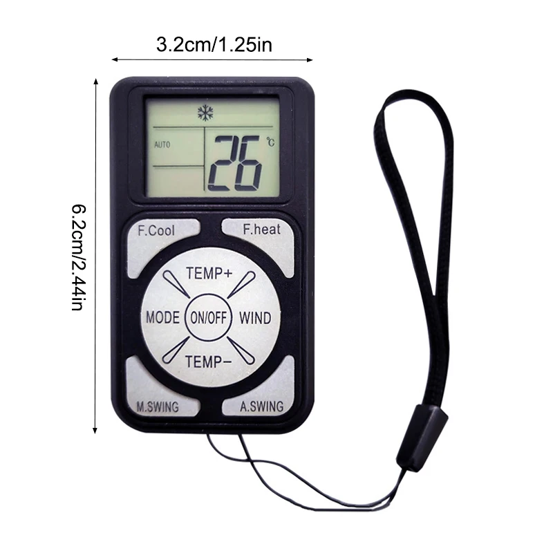 جهاز تحكم عن بعد صغير عالمي LCD A/C يتوهج في الظلام متوافق مع جميع مكيفات الهواء الرئيسية