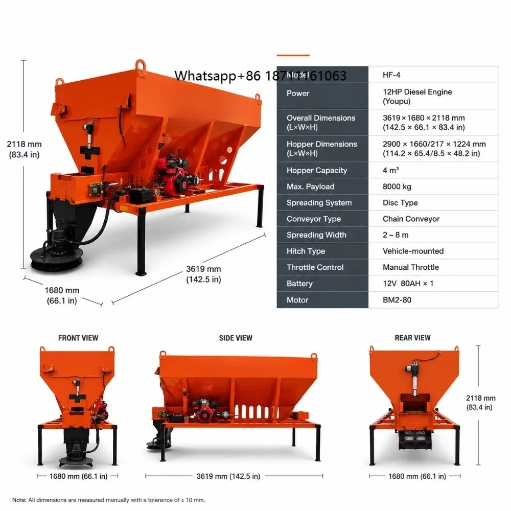 Snow Removal Machine Salt Spreader Truck Mounted Snow Melt Agent Spreader for Municipal Road