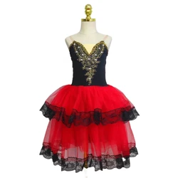 Gonna Tutu di balletto rosso delicato per ragazze costumi da spettacolo in morbido Tulle lungo vestito