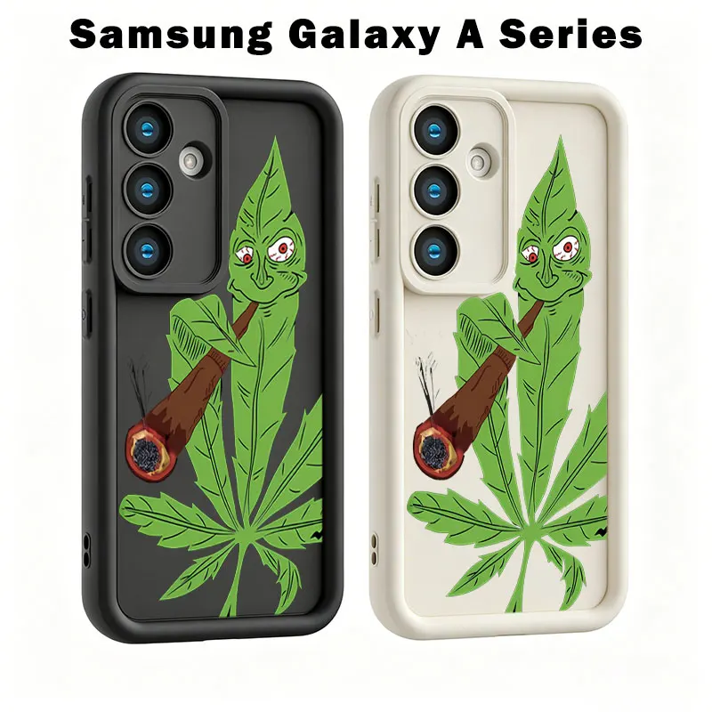 Weed Leaf Smoking Cigar Case For Samsung A73 A57 A56 A55 A54 A53 A52 A36 A35 A34 A33 A32 A26 A25 A24 A17 A16 A15 A14 A07