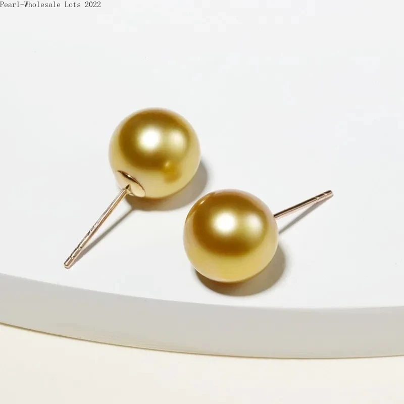 

Cultured 9-10mm Pearl Earrings for Women Golden Stud