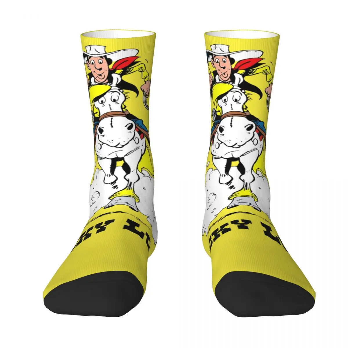 Lucky Luke Socks Autumn galloping on jolly jumper Stockings Leisure Couple Breathable Socks Design Climbing Non Slip Socks