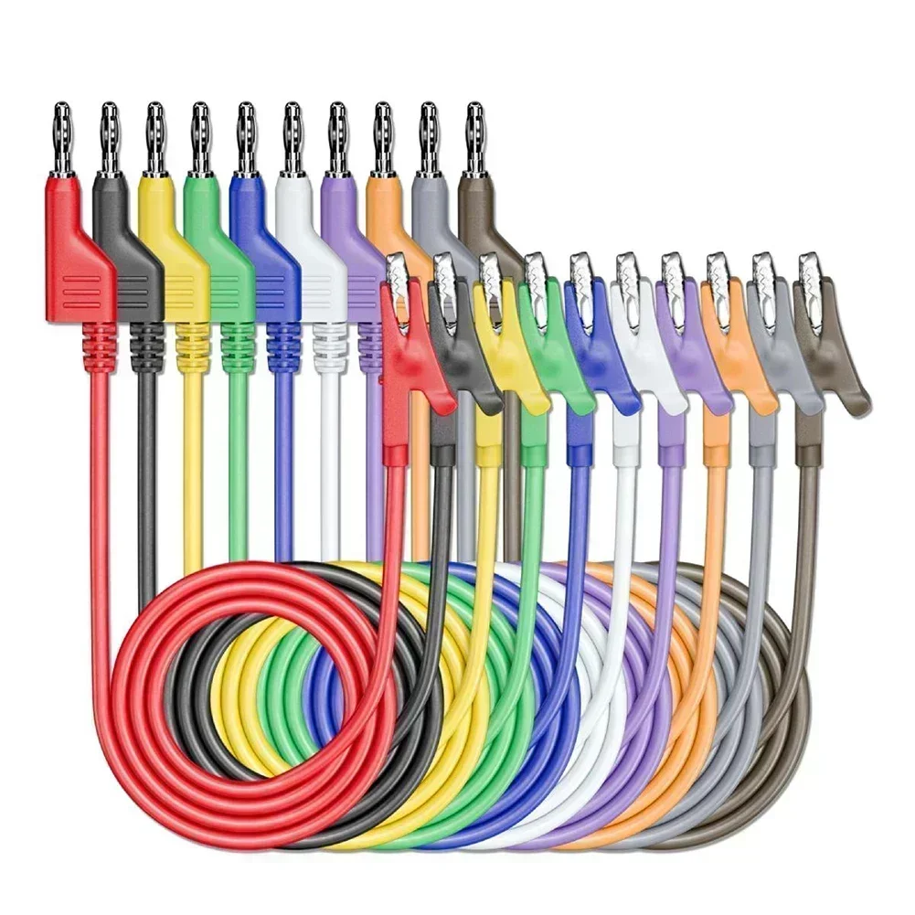 

10 шт. тестовые провода с разъемами типа «банан» и зажимами для аллигатора для электрических измерений мультиметра, 1 метр