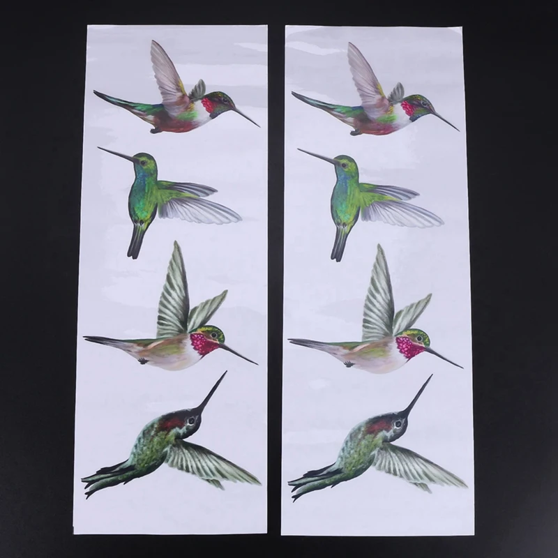 2X 8 Large Beautiful Humming Bird Static Cling Window Stickers Hummingbird Anti Collision Bird Strike Window Stickers