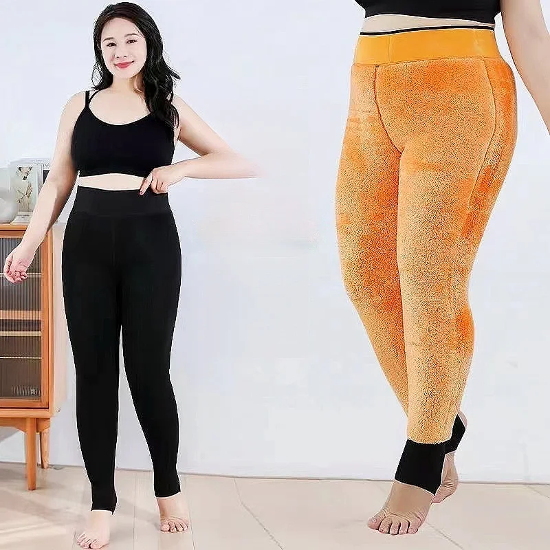 Large Big Women Pants Velvet Thicking Very Warm Winter Plus Size Leggings Socks Ladies Elasticity Stockings Pregnant -30℃ / -22℉