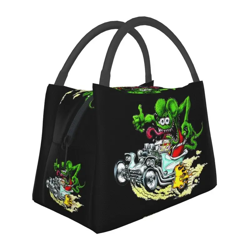 

Rat Fink Portable Lunch Boxes Women Multifunction Animation Anime Cartoon Thermal Cooler Food Insulated Lunch Bag Container