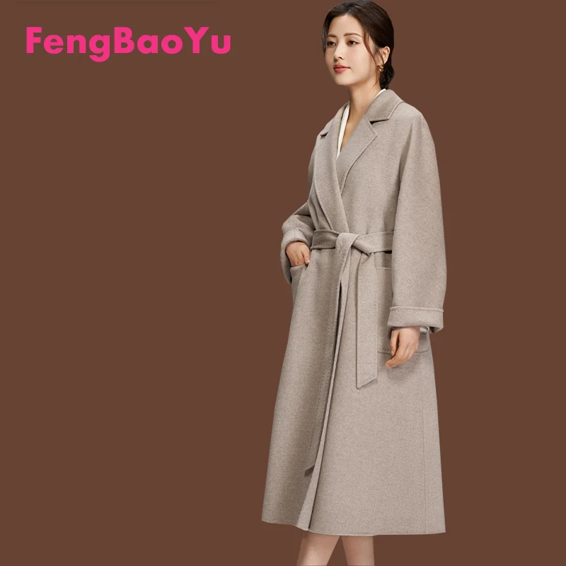

Double-sided Cashmere Women's Coat Camel Loose Comfortable Mid-length Coat Wool Warm Outdoor Temperament High-end Women's Wear