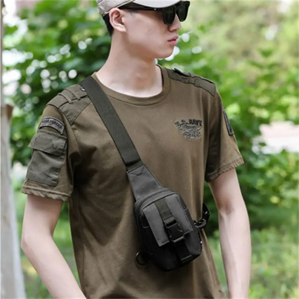 

Crossbody Bags Men Chest Bag Trekking Pack Waist Pouch Outdoor Shoulder Bag Nylon Adjustable Straps Chest Sling Bag Campinga