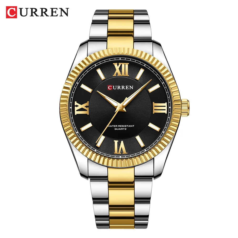 CURREN 8453 Men\'s Quartz Watches Fashion Elegant Simple White Clock Stainless Steel Strap Wristwatch for Male Gift