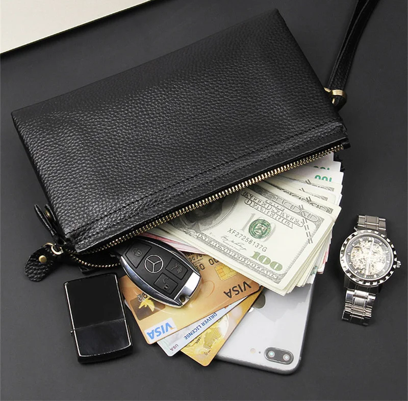 Newsbirds Casual Fashion Men's Clutch Bag Big Hand Wallet Of Man Male Business Purse Wallet Long Style Leather Wallets