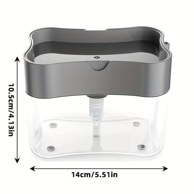 YGTITAN 2-in-1 Soap Pump Dispenser with Sponge Holder, 460ML Kitchen Sink Caddy & Dish Brush Set for Dishwashing